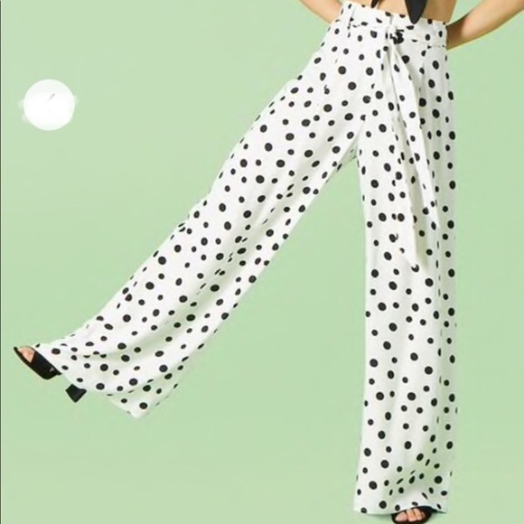 Forever 21 flare super high waist polka dot pants